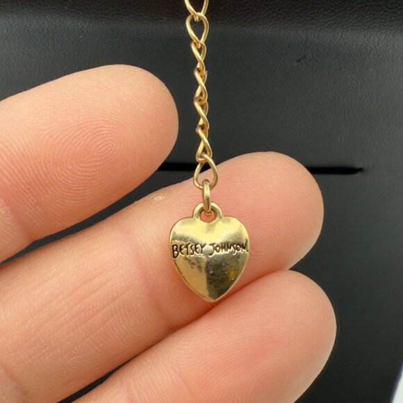 Betsey Johnson Picnic Strawberry Ant Pendant Necklace Pink Crystal Ball Chain - Picture 7 of 15